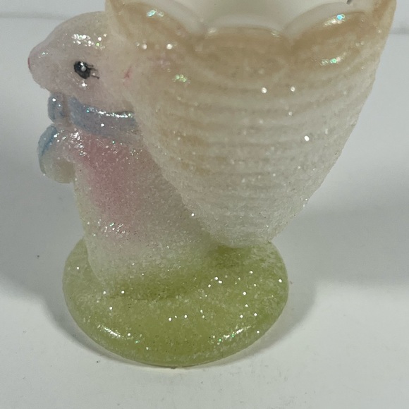 Fenton Hand Painted Bunny Rabbit Egg Candy Holder - Picture 4 of 5